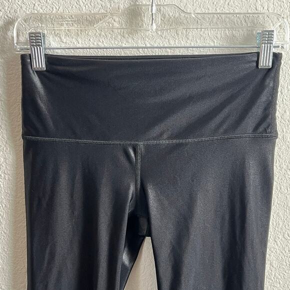 Noli Black Shimmer Mid Rise Leggings Women's S Ankle Stretch Shiny Athletic Gym - Picture 2 of 5